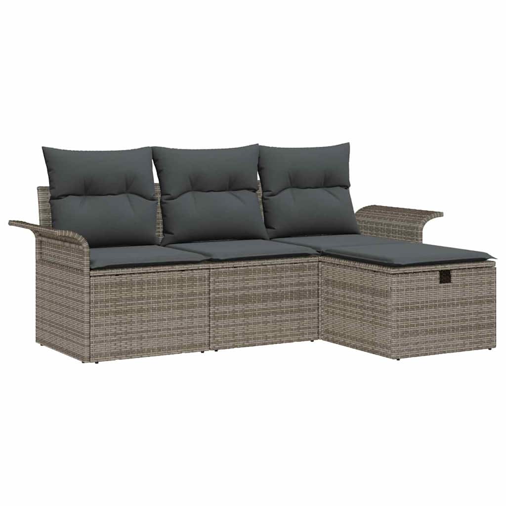 Set Divano da Giardino 4 pz Grigio polyrattan | homemem39