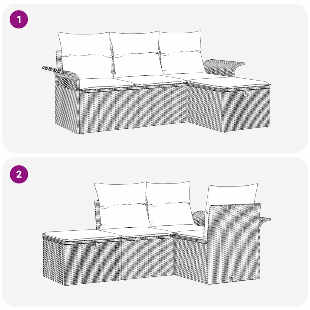 Set Divano da Giardino 4 pz Grigio polyrattan | homemem39