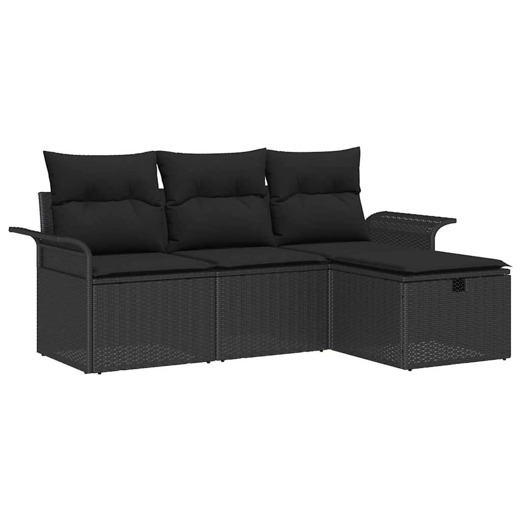 Set Divano da Giardino 4 pz Nero polyrattan | homemem39
