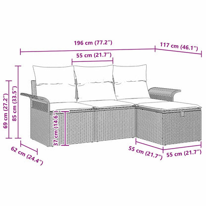 Set Divano da Giardino 4 pz Nero polyrattan | homemem39