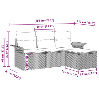 Set Divano da Giardino 4 pcs Grigio e Blu Navy polyrattan | homemem39