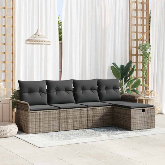 Set Divano da Giardino 5 pz Grigio polyrattan | homemem39