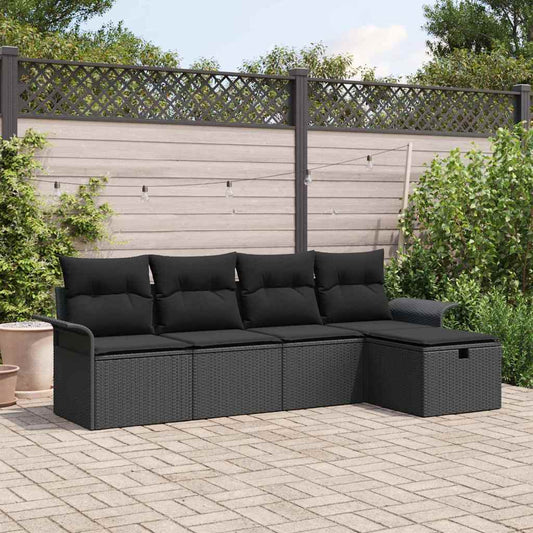 Set Divano da Giardino 5 pz Nero polyrattan | homemem39