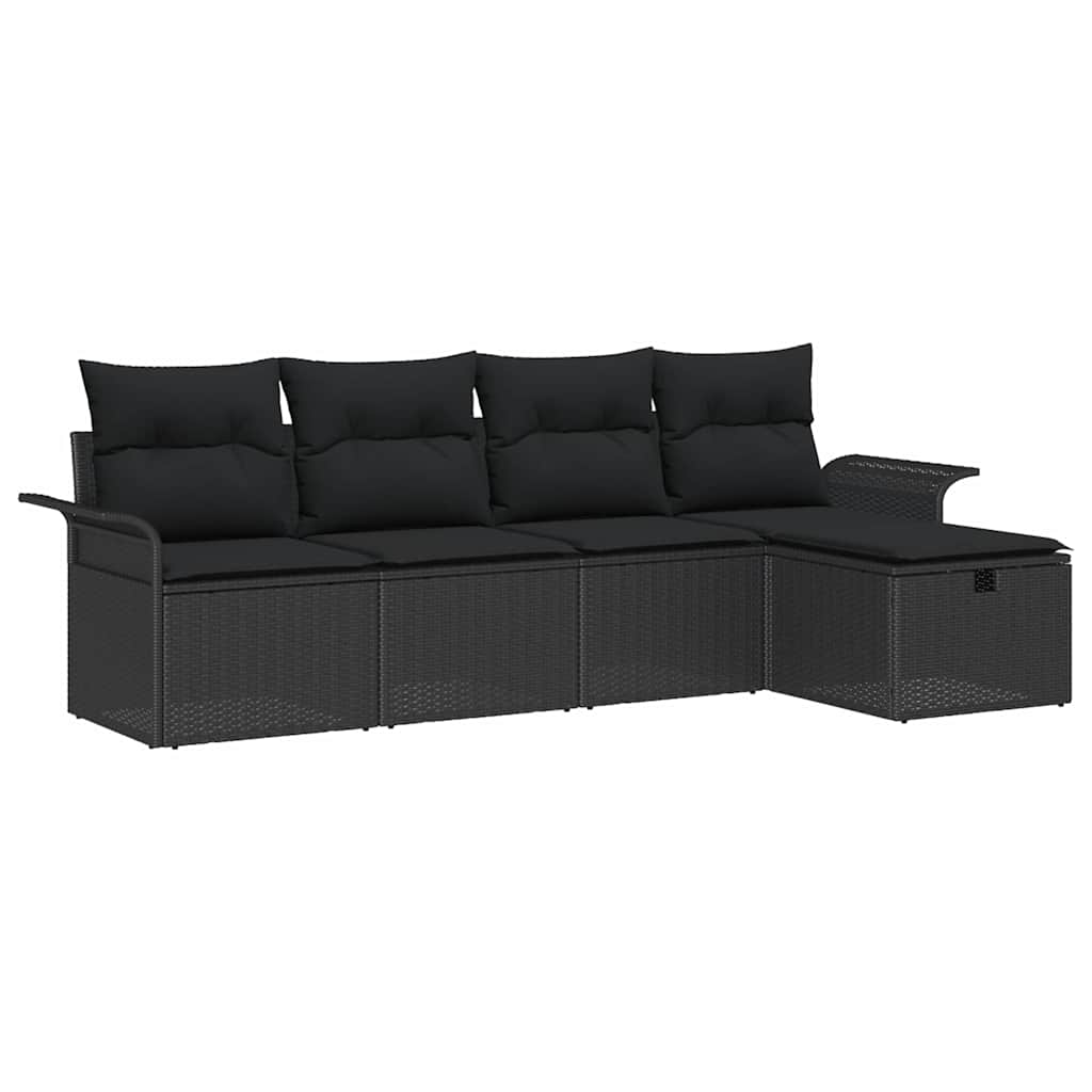 Set Divano da Giardino 5 pz Nero polyrattan | homemem39