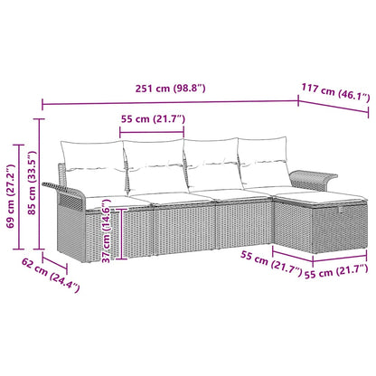 Set Divano da Giardino 5 pz Nero polyrattan | homemem39
