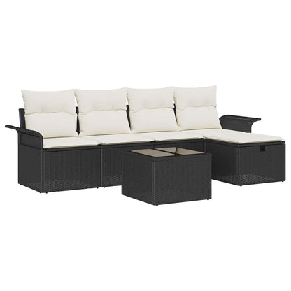 Set Divano da Giardino 6 pcs Nero e Crema polyrattan | homemem39