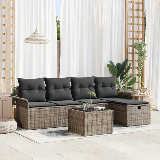 Set Divano da Giardino 6 pz Grigio polyrattan | homemem39