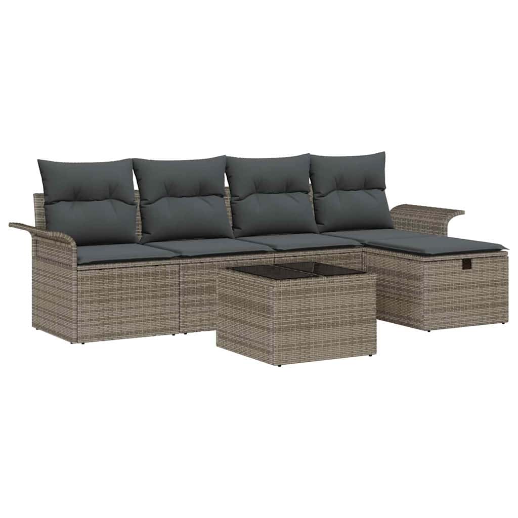 Set Divano da Giardino 6 pz Grigio polyrattan | homemem39