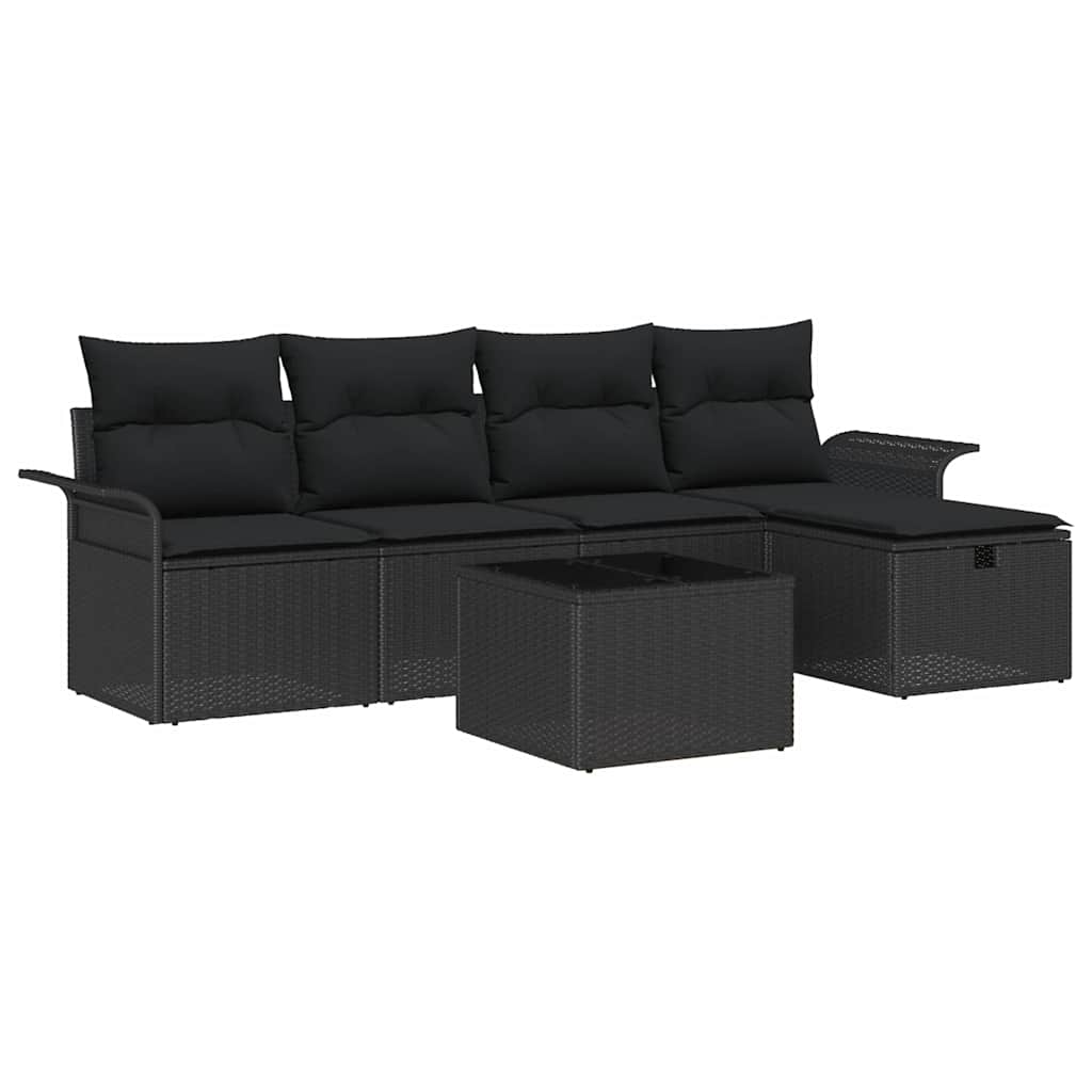 Set Divano da Giardino 6 pz Nero polyrattan | homemem39