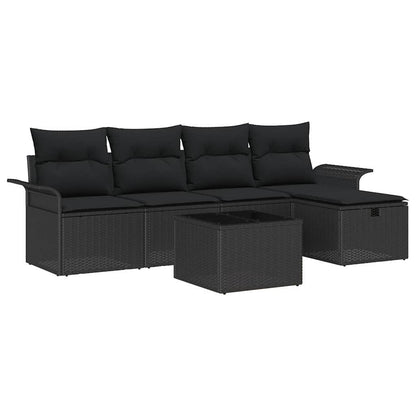 Set Divano da Giardino 6 pz Nero polyrattan | homemem39
