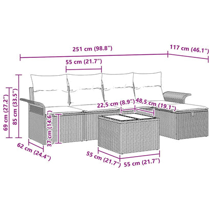 Set Divano da Giardino 6 pz Nero polyrattan | homemem39