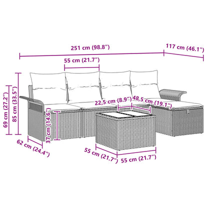 Set Divano da Giardino 6 pcs Grigio e Blu Navy polyrattan | homemem39