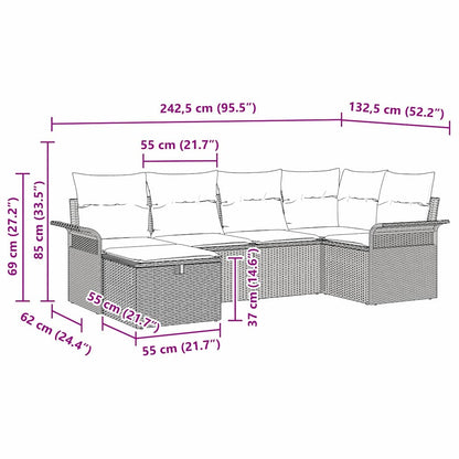 Set Divano da Giardino 6 pz Nero polyrattan | homemem39