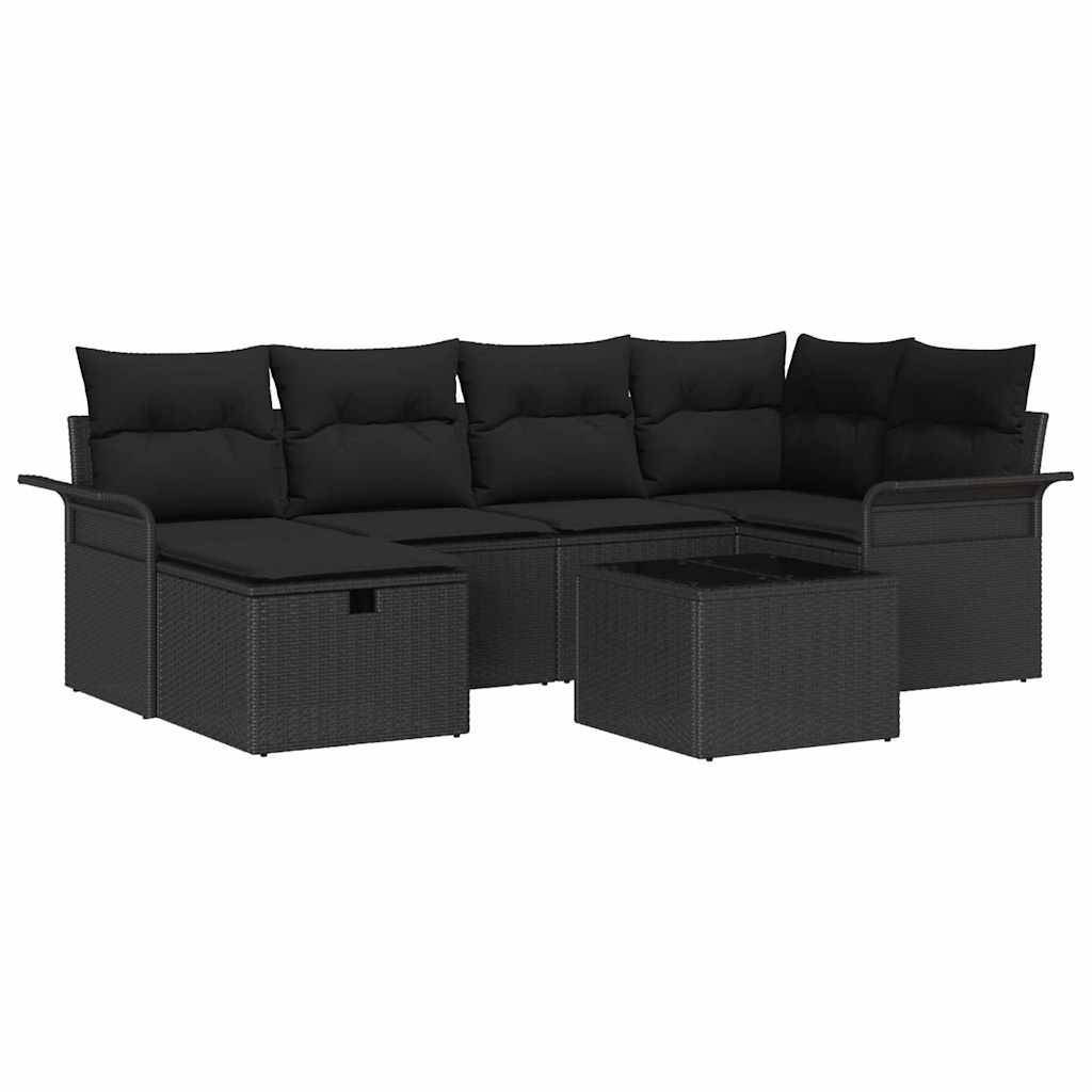 Set Divano da Giardino 7 pz Nero polyrattan | homemem39