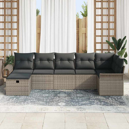 Set Divano da Giardino 7 pz Grigio polyrattan
