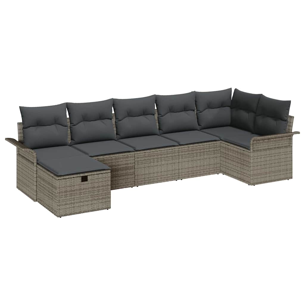 Set Divano da Giardino 7 pz Grigio polyrattan | homemem39