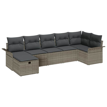 Set Divano da Giardino 7 pz Grigio polyrattan | homemem39
