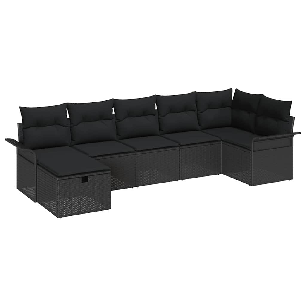 Set Divano da Giardino 7 pz Nero polyrattan | homemem39