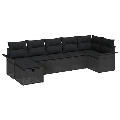 Set Divano da Giardino 7 pz Nero polyrattan | homemem39