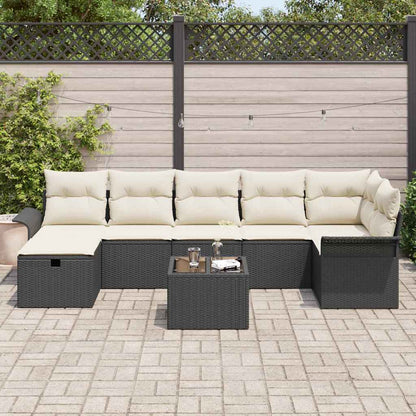 Set Divano da Giardino 8 pcs Nero e Crema polyrattan | homemem39