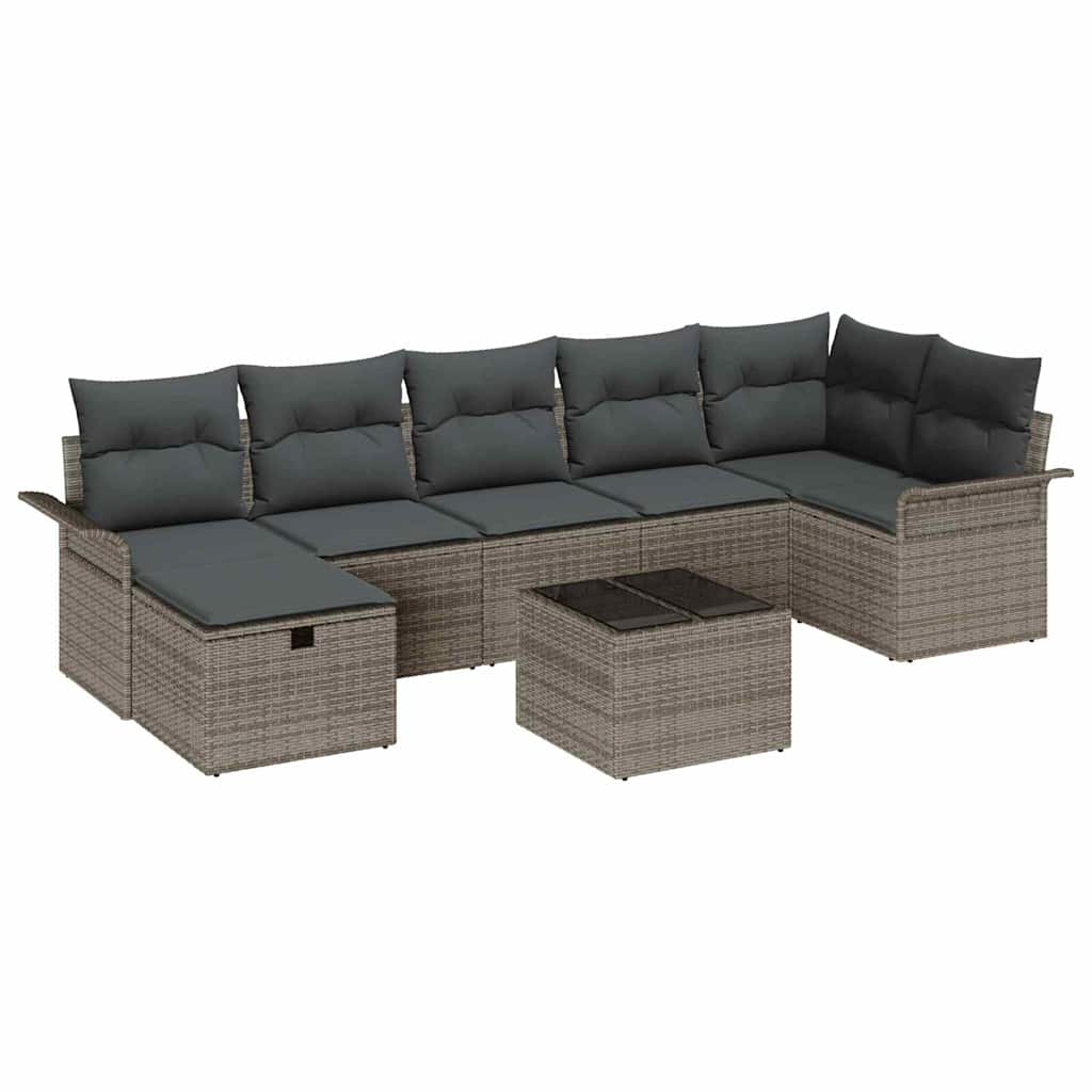 Set Divano da Giardino 8 pz Grigio polyrattan | homemem39