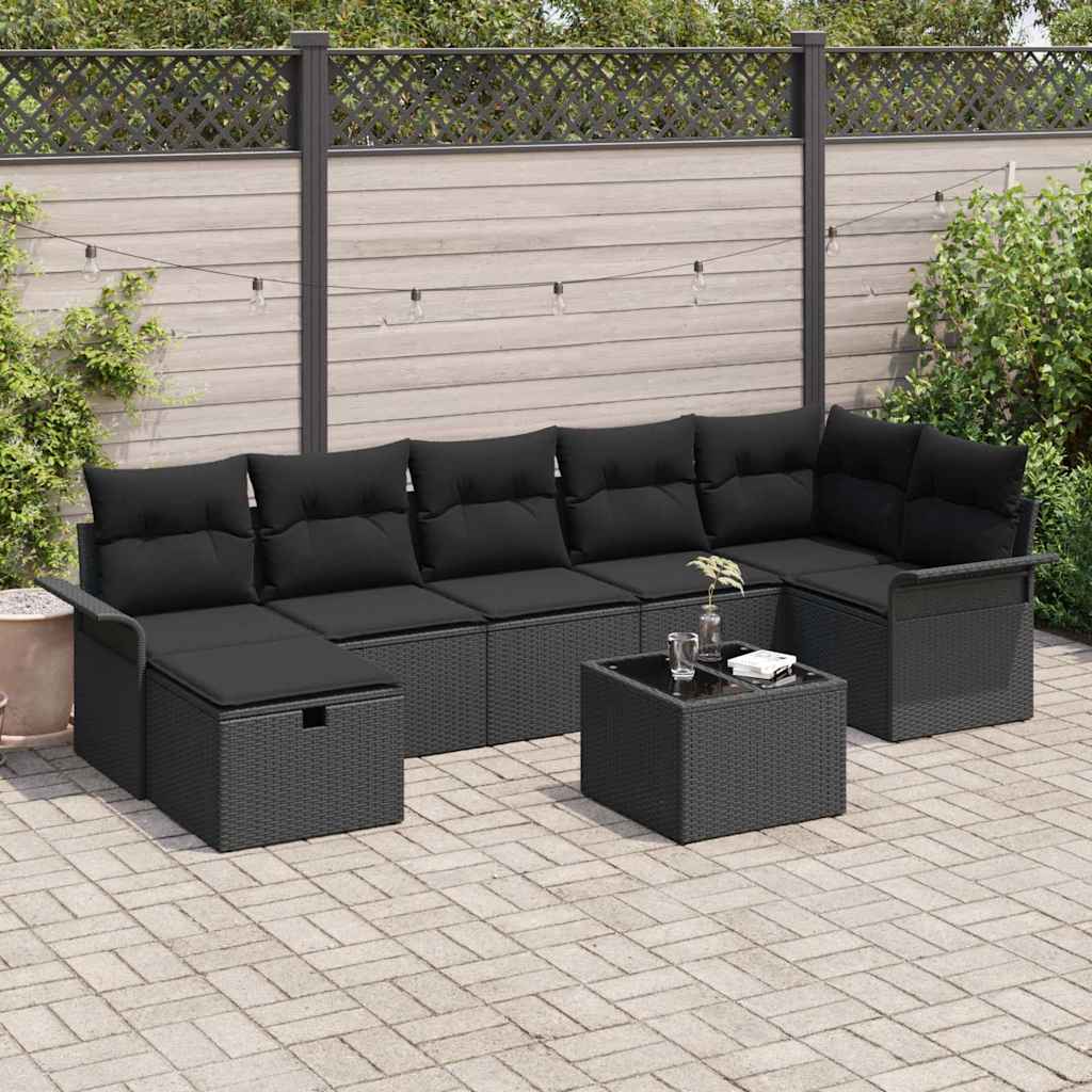 Set Divano da Giardino 8 pz Nero polyrattan | homemem39