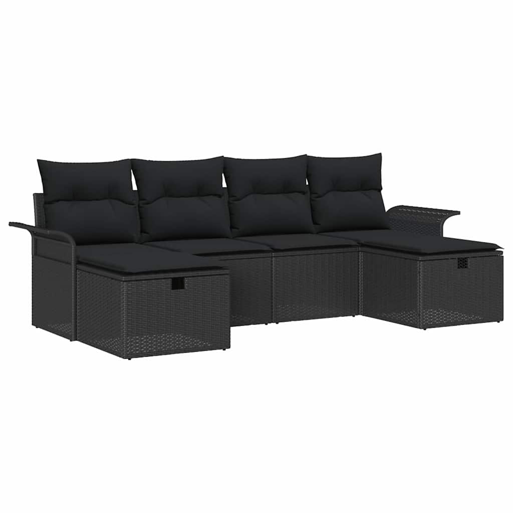 Set Divano da Giardino 6 pz Nero polyrattan | homemem39