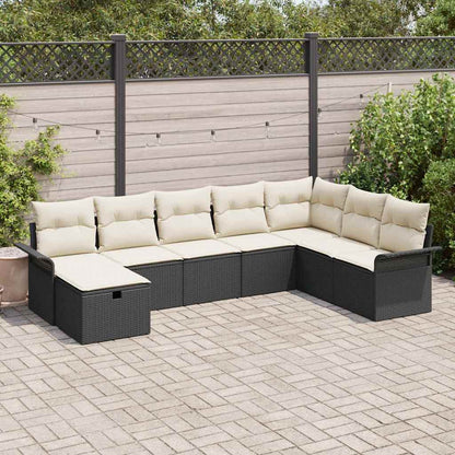 Set Divano da Giardino 8 pz Nero e Crema polyrattan | homemem39