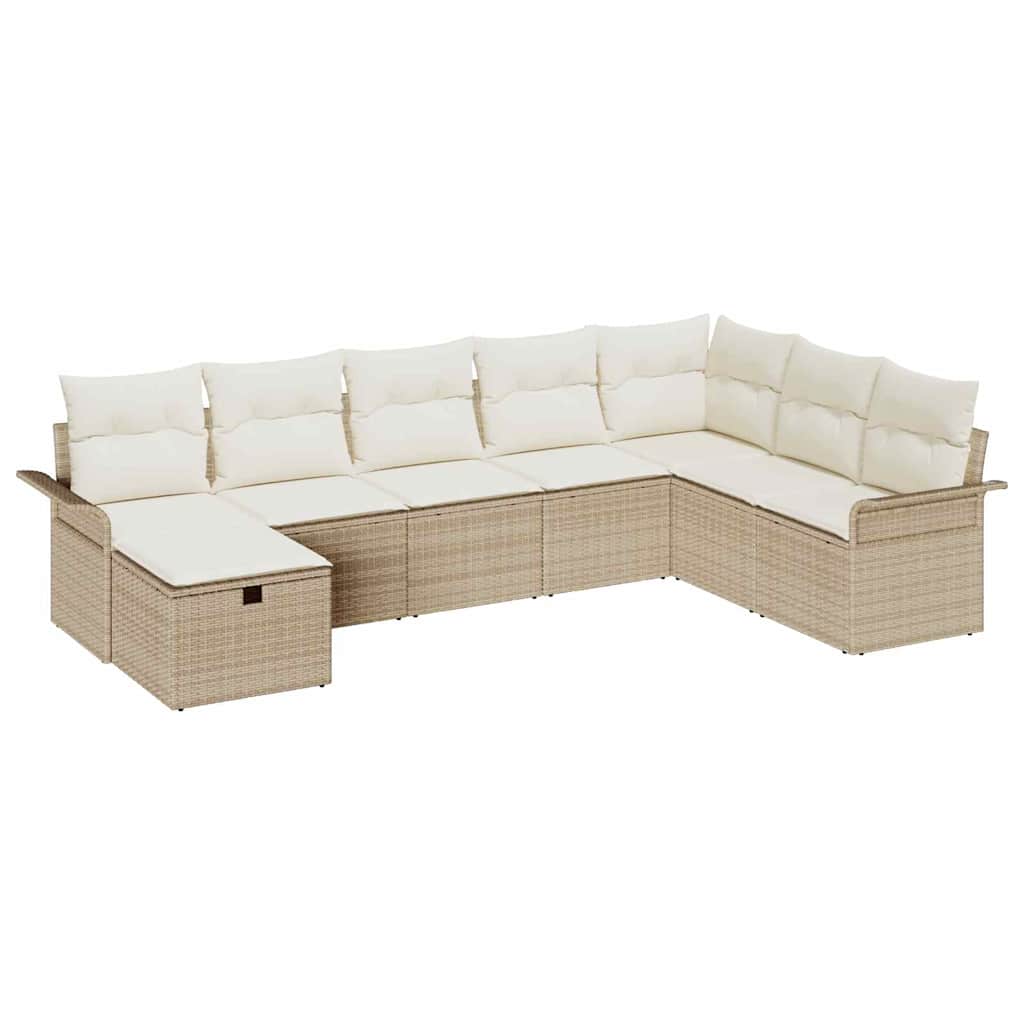 Set Divano da Giardino 8 pcs Beige e Crema polyrattan