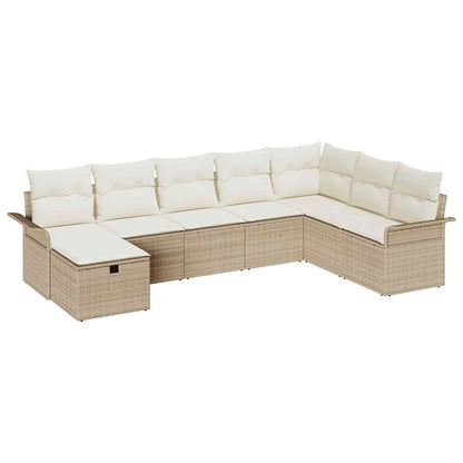 Set Divano da Giardino 8 pcs Beige e Crema polyrattan