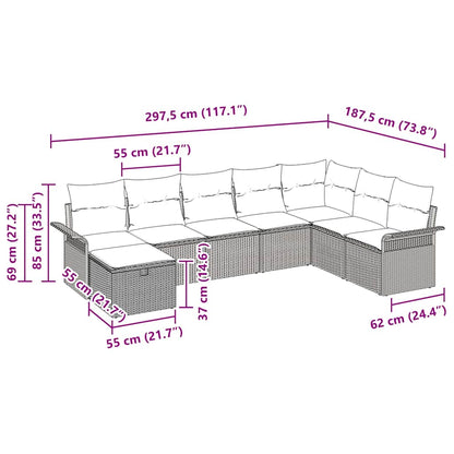 Set Divano da Giardino 8 pcs Beige e Crema polyrattan | homemem39