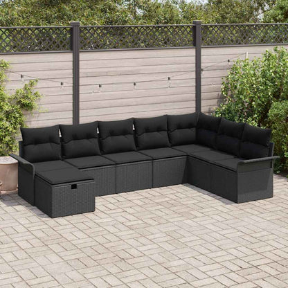 Set Divano da Giardino 8 pz Nero polyrattan | homemem39