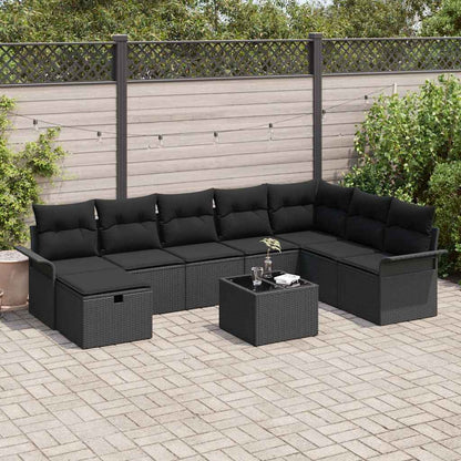 Set Divano da Giardino 9 pz Nero polyrattan | homemem39