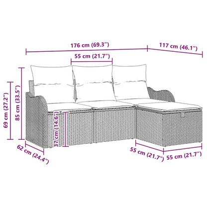 Set Divano da Giardino 4 pcs Nero e Crema polyrattan | homemem39