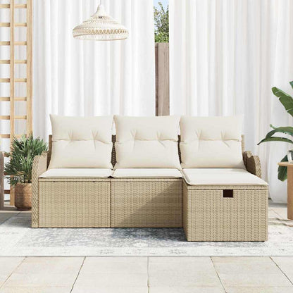 Set Divano da Giardino 4 pz Beige e Crema polyrattan | homemem39