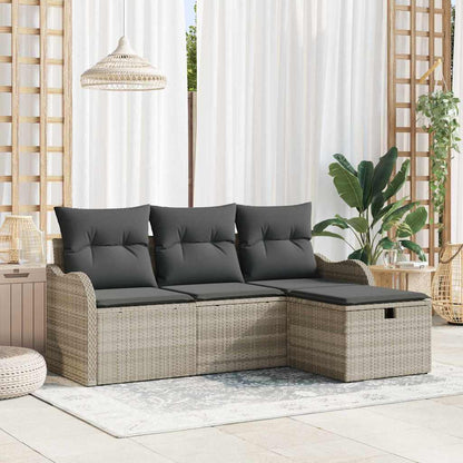 Set Divano da Giardino 4 pz Grigio chiaro polyrattan | homemem39