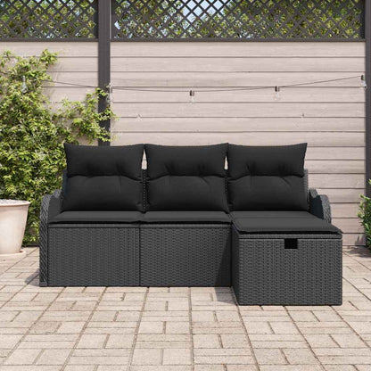Set Divano da Giardino 4 pz Nero polyrattan | homemem39