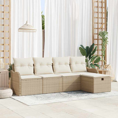 Set Divano da Giardino 5 pz 4-Numero di posti Beige e Crema | homemem39
