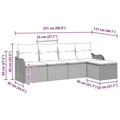Set Divano da Giardino 5 pz 4-Numero di posti Beige e Crema | homemem39