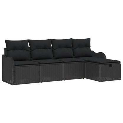 Set Divano da Giardino 5 pz 4-Numero di posti Nero polyrattan | homemem39