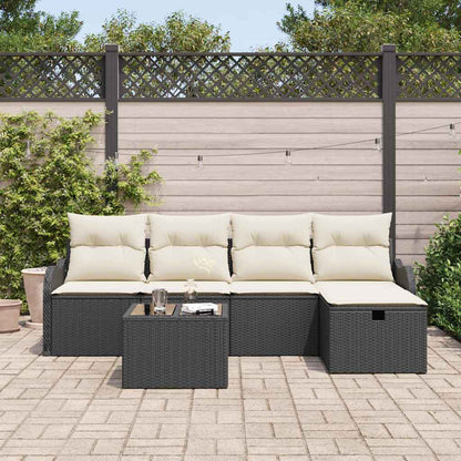 Set Divano da Giardino 6 pcs Nero e Crema polyrattan | homemem39