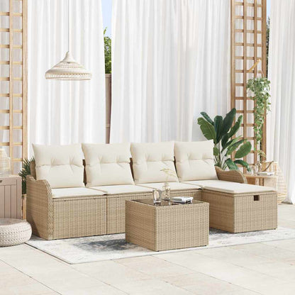 Set Divano da Giardino 6 pz 4-Numero di posti Beige e Crema