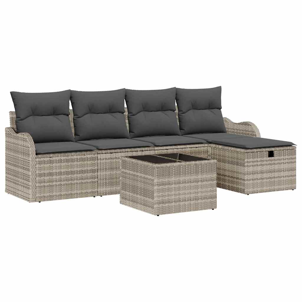 Set Divano da Giardino 6 pz 4-Numero di posti Grigio chiaro | homemem39