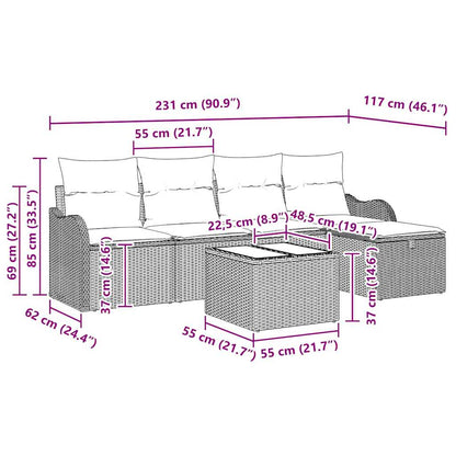 Set Divano da Giardino 6 pz 4-Numero di posti Nero polyrattan | homemem39