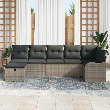 Set di divani con cuscino 7 pcs Grigio polyrattan | homemem39