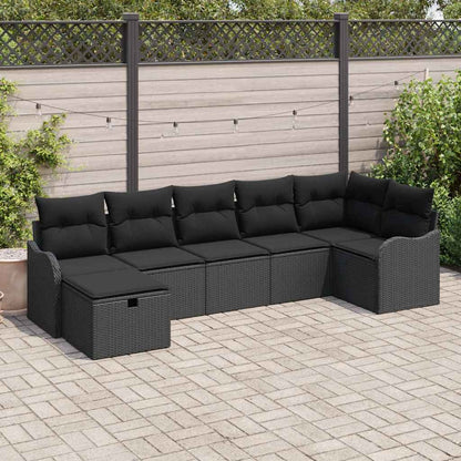 Set di divani con cuscino 7 pcs Nero polyrattan | homemem39