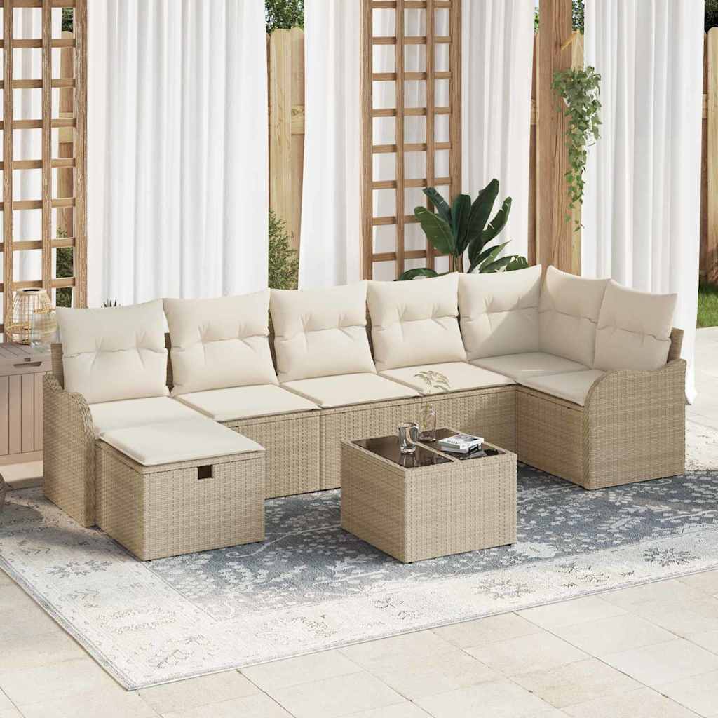 Set di divani con cuscino Beige e Crema polyrattan | homemem39