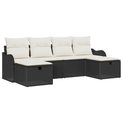 Set di divani con cuscino 6 pcs Nero e Crema polyrattan | homemem39