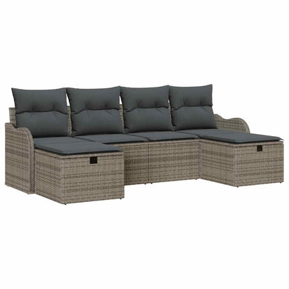 Set di divani con cuscino 6 pcs Grigio polyrattan