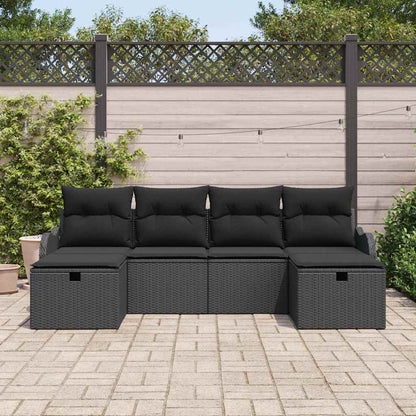 Set di divani con cuscino 6 pcs Nero polyrattan | homemem39